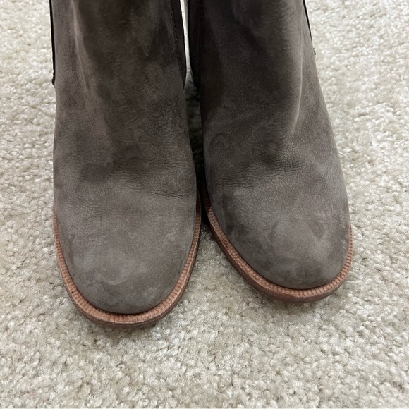 UGG Pixley Stacked Heel Ankle Boots Bootie Mysterious Grey Leather 1095057 Sz 8 - Picture 16 of 16